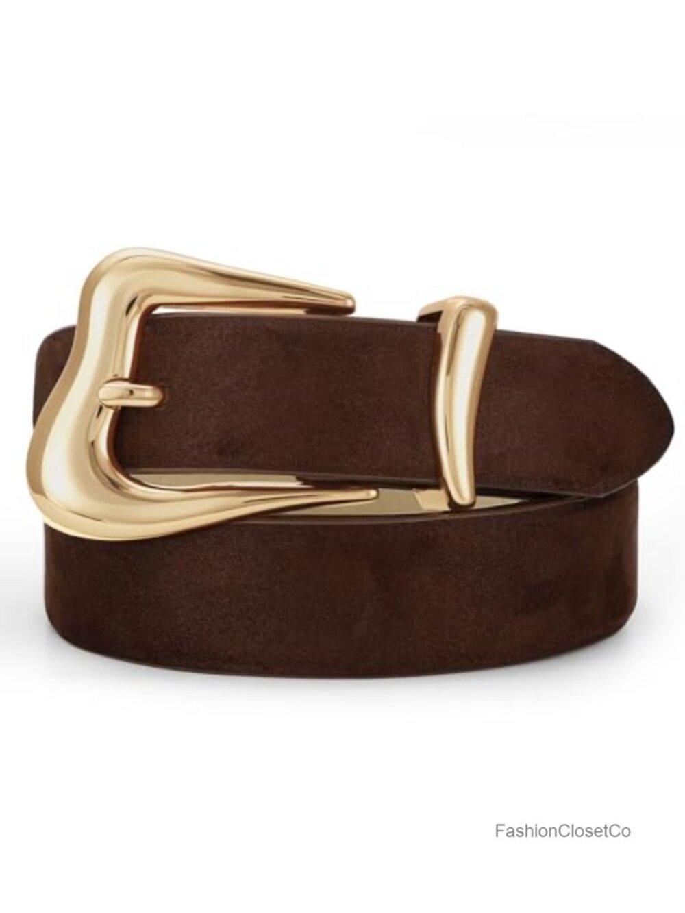Women Faux Leather Belt with Gold Buckle Fashion Waist Belt for Jeans Pants